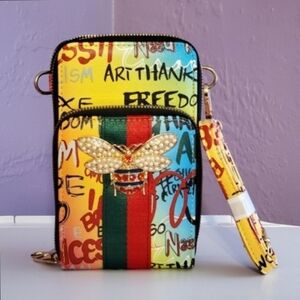 Multicolored Graffiti Crossbody Wallet/Phone Case